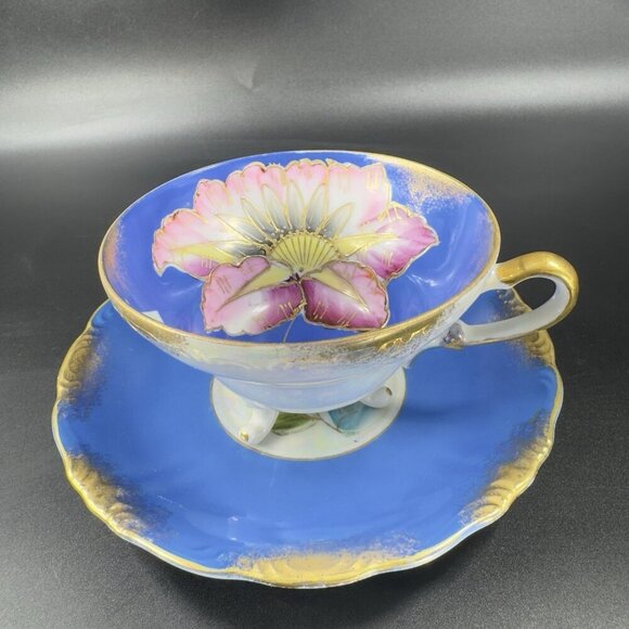 Royal Sealy Porcelain Teacup And Saucer Set Cup Textured Floral Pattern Vintage - Picture 13 of 14